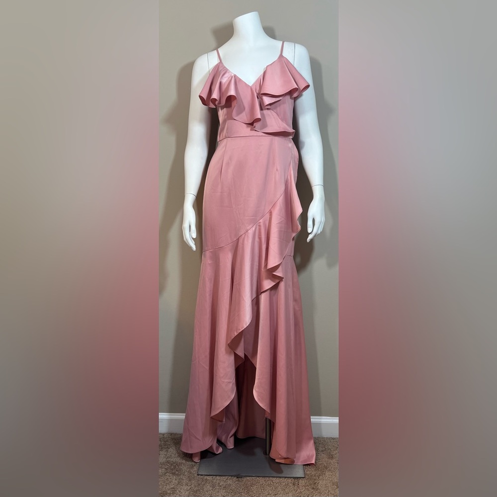 NWOT Vow’d Satin Wrapped Pink Bridesmaid Dress